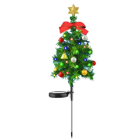 2-Pack Solar Christmas Tree Outdoor Christmas Decorations, 2 Modes Solar Xmas Tree Lights with Christmas Decoration Light LED Christmas Tree Plug In Light Garden Decoration Light
