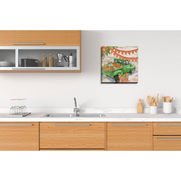 Gango Home Decor Modern Farmhouse Pick-Up Fall; One 12x12in Hand-Stretched Canvas