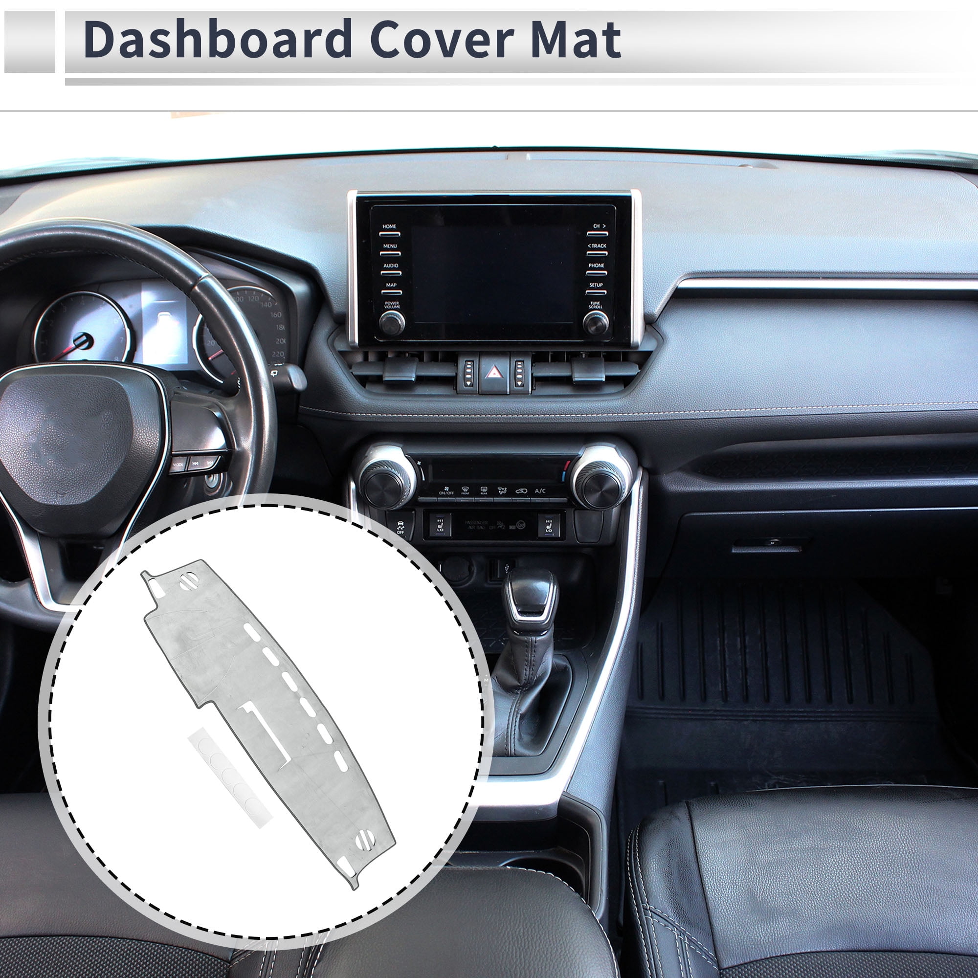 Dashboard Cover Anti-Slip/Anti Dust Dash Cover Mat Carpet for Toyota RAV4 2013-2018 Flannel Gray