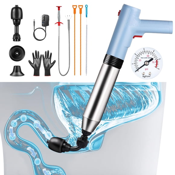 WOHPW Plongeur de Toilette Électrique - Débouchage Rapide avec Technologie d'Air Haute Pression pour Toilettes Bouchées, Éviers, Douches, Bain