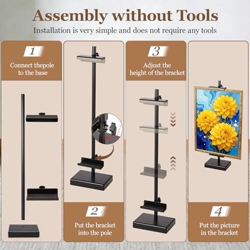 Adjustable Tabletop Easel Stand for Displaying Picture Frames and Art, 18-Inch Black Metal Art Easel for Sturdy Frame Support and Decorative Home or Office Use