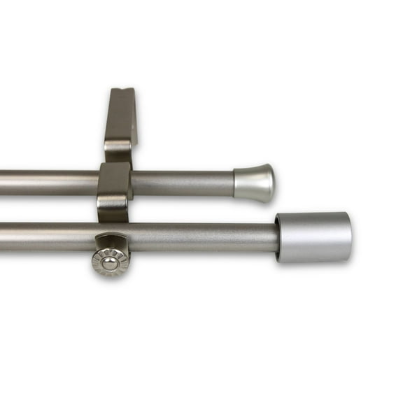 Contemporary Home Living 87" Satin Nickel Contemporary Double Curtain Rod with Mounting Brackets
