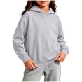 thumbnail image 2 of XYAIYT Girls Lightweight Sweatshirts Solid Color Basic Casual Hoodies Long Sleeve Hooded Pullovers Daily Wear, 2 of 6