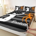 thumbnail image 4 of Homewish Basketball Sport Player Twin Sheet Sets for Teen, Grey Stripes Abstract Twin Fitted Sheet, Modern Ball Game Flat Sheet, Luxury Bedroom Decor, 3pcs, 4 of 8