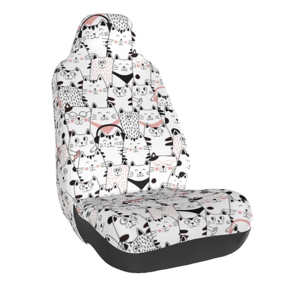 Vsdgher Cute Cat for Automotive Seat Covers for Cars Trucks and SUVs, Universal Fit Anti-Slip Bucket Seat Protector for Cars,Vehicle Seat Protector for Front Seats