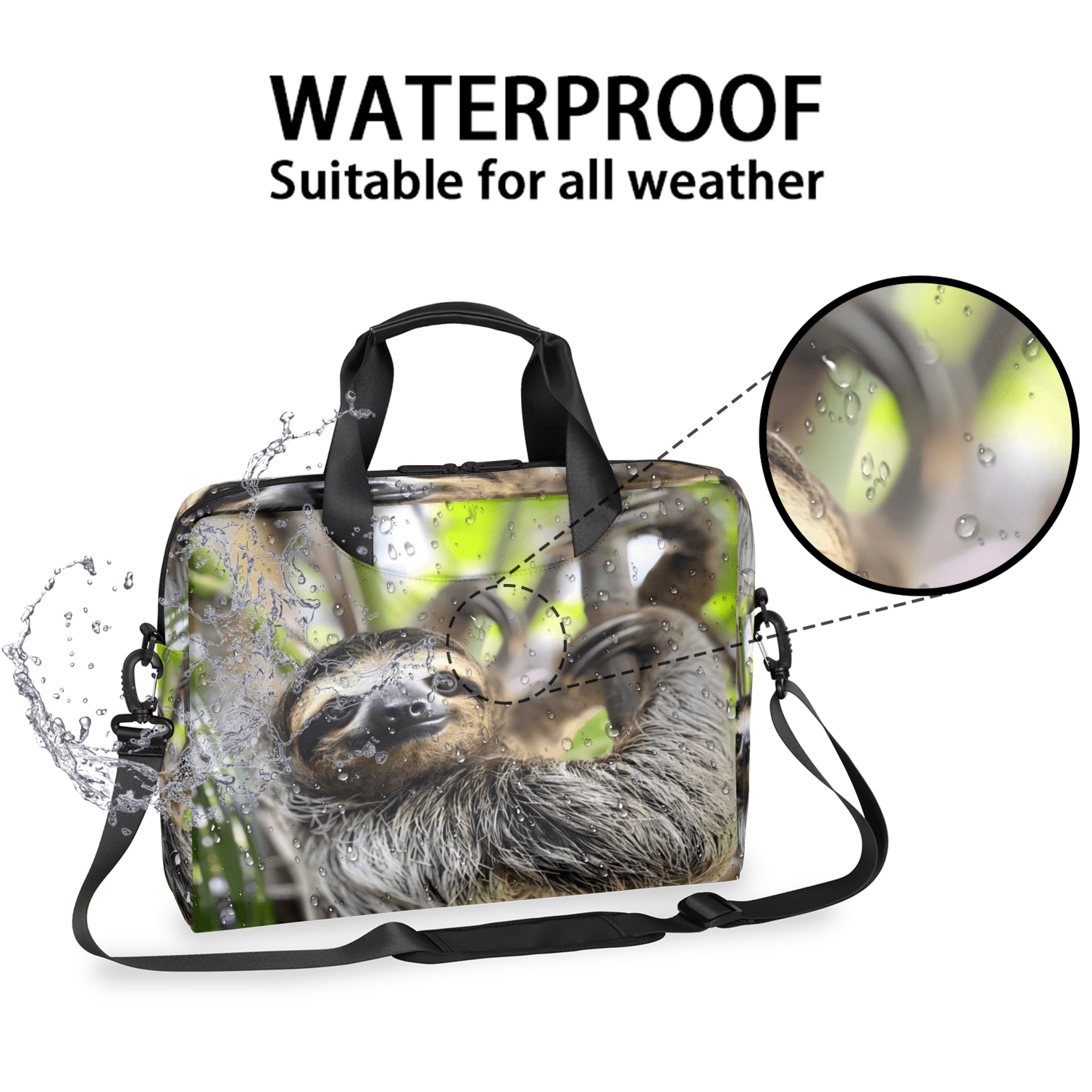 Herdesigns Sloth Funny Animal Laptop Bag for Women Men, Computer Case Briefcase Messenger Bags, 15-15.6 inch Laptop Sleeve Shoulder Bag