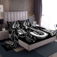 thumbnail image 1 of Music Queen Sheets Retro Saxophone Instrument Bed Sheets Set,Adults Woman Men Music Notes Sheet Set for Kids Boys Girls Jazz Saxophone Musical Flat Fitted Sheet,Black, 1 of 7