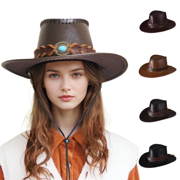 jiaxiM Black Cowboy Hat for Women Denim Western Cowboy Jazz Hat Curved Brim Wool Fabric British Style for Men Women Fashion and Outdoor Activities