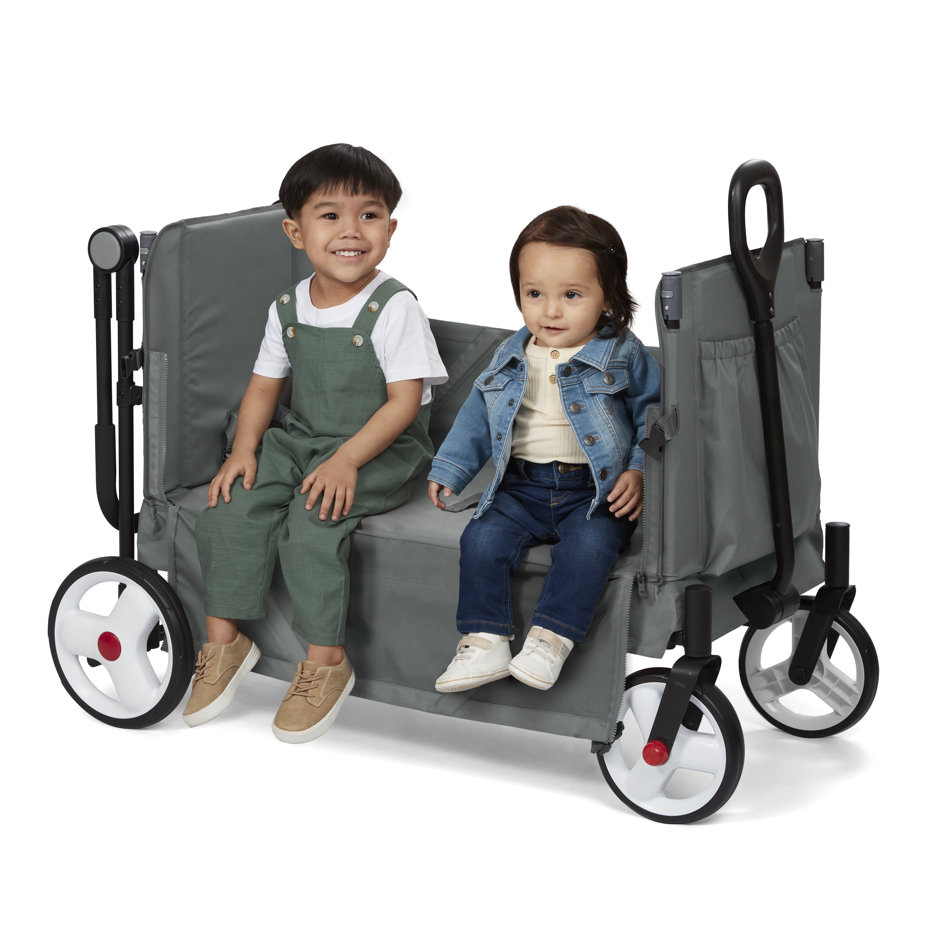 Radio Flyer Compass Kid & Cargo Stroll ‘N Wagon®, Gray Push and Pull Folding Fabric Wagon, for Kids 1 Year and up