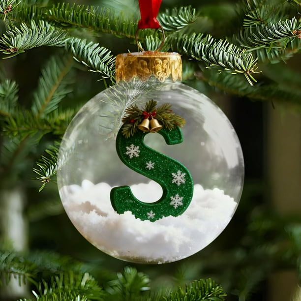 Adornos navideños, adornos navideños, regalos navideños, colgante de bola con letra navideña, bola decorativa
