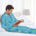 thumbnail image 5 of KLL Different Color Fishing Bait Sleepwear Mens Flannel Pajamas,Long Cotton Pj Set, 5 of 7