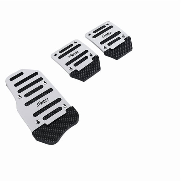3Pcs Fuel Gas Accelerator Pedal Break Pedal Clutch Pad Cover Foot Pedals Non-Slip for Manual Transmission Car Silver