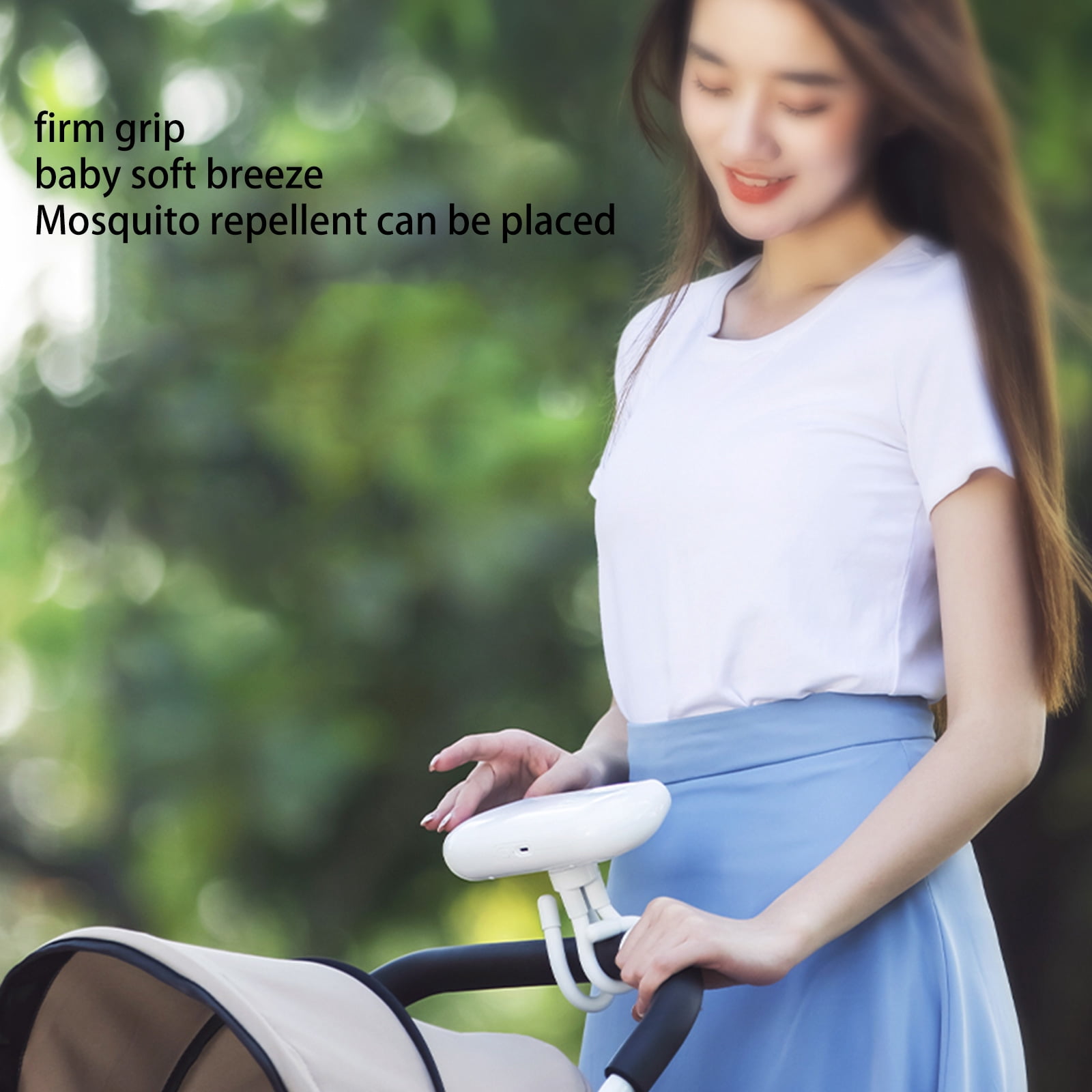 Zeiwohndc USB Mini Rechargeable Fan for Baby Stroller Handy Bladeless Small Fan 2400mah