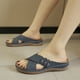 thumbnail image 2 of Bmisegm Ladies Summer Solid Colour Flowers Hollow Breathable Slope with Thick Bottom Large Size Sandals Slippers Womens Sandals Summer Blue 8.5, 2 of 9