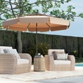 thumbnail image 1 of Costway 10 FT Solar Patio Umbrella with 32 LED Lights 3-Tier Vented Top & Ruffles Brown, 1 of 10