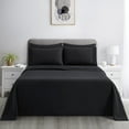 thumbnail image 4 of Marina Decoration Ultra Soft Silky Deep Pocket Solid Rayon from Bamboo Bedding All Season Sheet Set, Black Color, 4 of 7