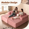 thumbnail image 2 of BIGSYY Chaise Longue Sans Accoudoirs Convertible pour Adultes, Chaise de Lecture, Velours Côtelé, Rose (2 Colis), 2 of 9