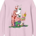 thumbnail image 2 of Spongebob Squarepants Patrick Star Slime Pink Star Fish Melting Slice if Colorful Cake with Number 25 Candle on Cradle Pink Long Sleeve Adult Crew neck-Large, 2 of 2