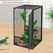 Miumaeov Reptile Tall Glass Terrarium,Small Rainforest Habitat Reptile Terrariums Tank for Geckos, Snakes, Lizards, Chameleons,Superior Ventilation, Easy Feeding