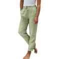 thumbnail image 1 of Pantalones Afelpados Gibobby Mujer Pierna Ancha Algodón Lino Verde XXL, 1 of 5