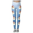 thumbnail image 5 of Fiaer Christmas Leggings for Women Santa Graphic Trendy Yoga Pants Plus Size Elastic Waisted Slim Fit Workout Trousers Sky Blue XL, 5 of 5