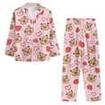 thumbnail image 5 of Garronmavis Capybara Strawberry Cute Pajamas for Women Long Sleeve Button Down Loungewear V Neck Sleep Shirt & Pants Set Holiday Themed Print Sleepwear, Pink, 5 of 7