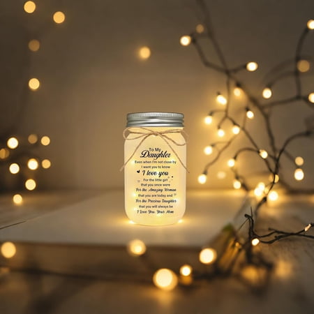 HIBIBUD Daughter Gifts from Mom To My Daughter Mason Jar Night Lights | Christmas Mother S Day Birthday Gift for Daughter 18Th Birthday Gifts Night Lights Daughter Birthday Gifts