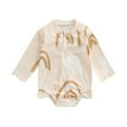 thumbnail image 1 of OUSITAID Infant Kids Girls One-Pieces Swimsuits Long Sleeve Rainbow Print  Neck Zip Up Bathing Suit, 1 of 9