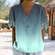 thumbnail image 2 of Vestidos Casuales Para Mujer, Blusas De Mujer De Moda Camiseta holgada de manga corta con cuello en V, botones y estampado sin posicionamiento para mujer, estilo informal y de moda, 2 of 6