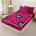 thumbnail image 2 of Erosebridal Hot Pink Leopard Heart Zipper Twin Comforter Sets with Fitted Sheet and 2 Pillowcases,Sweet Girl Loves Pattern Zipper Bedding Set,Black Reversible,4pcs, 2 of 7