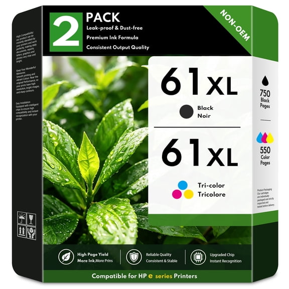 61XL Ink Cartridges Compatible for HP61 Ink Cartridge Combo Pack for Envy  4502 4500 5530 Deskjet 1000 1510 2540 Officejet 2620 4635 4630 Printers (Black, Tri-Color)