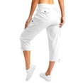 thumbnail image 6 of Womens Capris with Pockets Loose Fit Casual Capri Pants Dressy Lightweight Ladies Baggy Cargo Pants Casual Drawstring Baggy Petite Pants for Hiking(White,XXL), 6 of 7