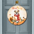 thumbnail image 2 of Happy Thanksgiving Bulldog with Turkey Pumpkins Autumn Vibes Round Wood Sign Dog Lover Gifts Idea Hanging Wall Home Decor - 12018, 2 of 5