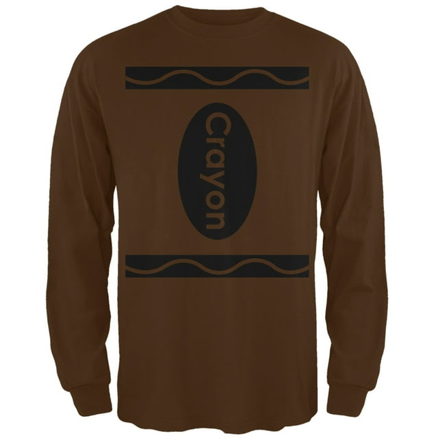Halloween Crayon Costume Brown Adult Long Sleeve T-Shirt