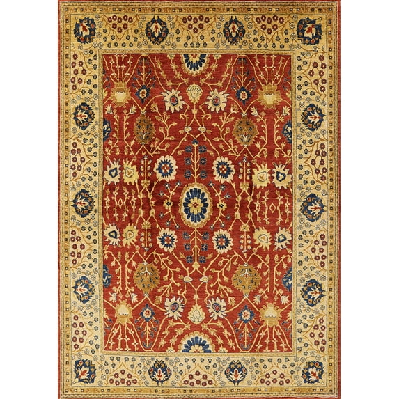 Ahgly Company Indoor Rectangle Mid-Century Modern Red Oriental Area Rugs, 5' x 8'