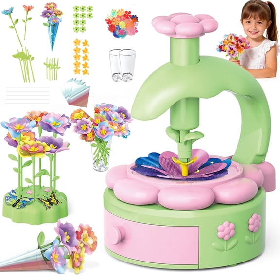 Fabric Flower Bouquets Toys, DIY Craft Kits Toys for Kids - Flowers Market Toy, Build Your Flower Bouquet, Arts & Crafts for 4 Year Toddler Girl, Birthday Arts & Crafts Activity Gifts