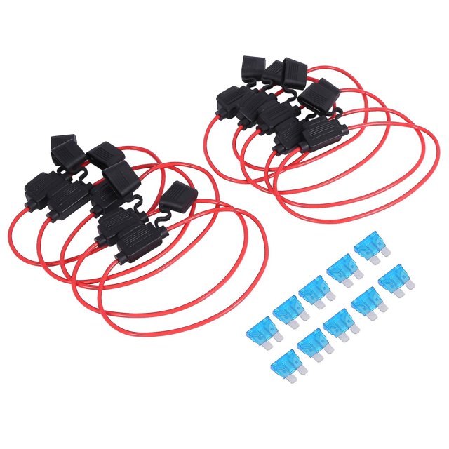 Portafusibles en línea/portafusibles para automóvil de circuito adicional, paquete de 10 adaptadores de grifo para fusibles, calibre 16, hoja de 20 amperios Au