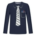 thumbnail image 4 of Wyobmus Plus Size Fake Tuxedo Shirts for Men Funny Bowtie Printed Long Sleeve T-Shirt Novelty Crewneck Pullover Graphic Tee Tops C-Navy, 4 of 4