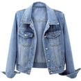 thumbnail image 1 of Women's Bride Casual Jean Jacket Distressed Ripped Denim Jacket Coat With Pockets, 1 of 5