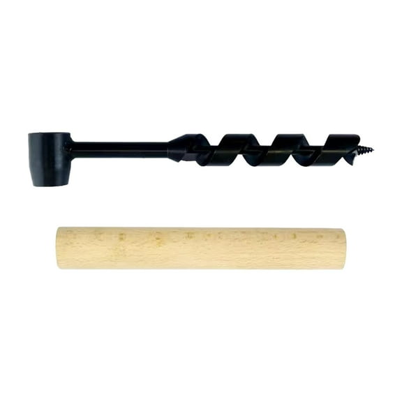 hengtong Auger Drill Compact Heavy Duty with Wooden Handle for Outdoor Camping Hiking 25x230mm
