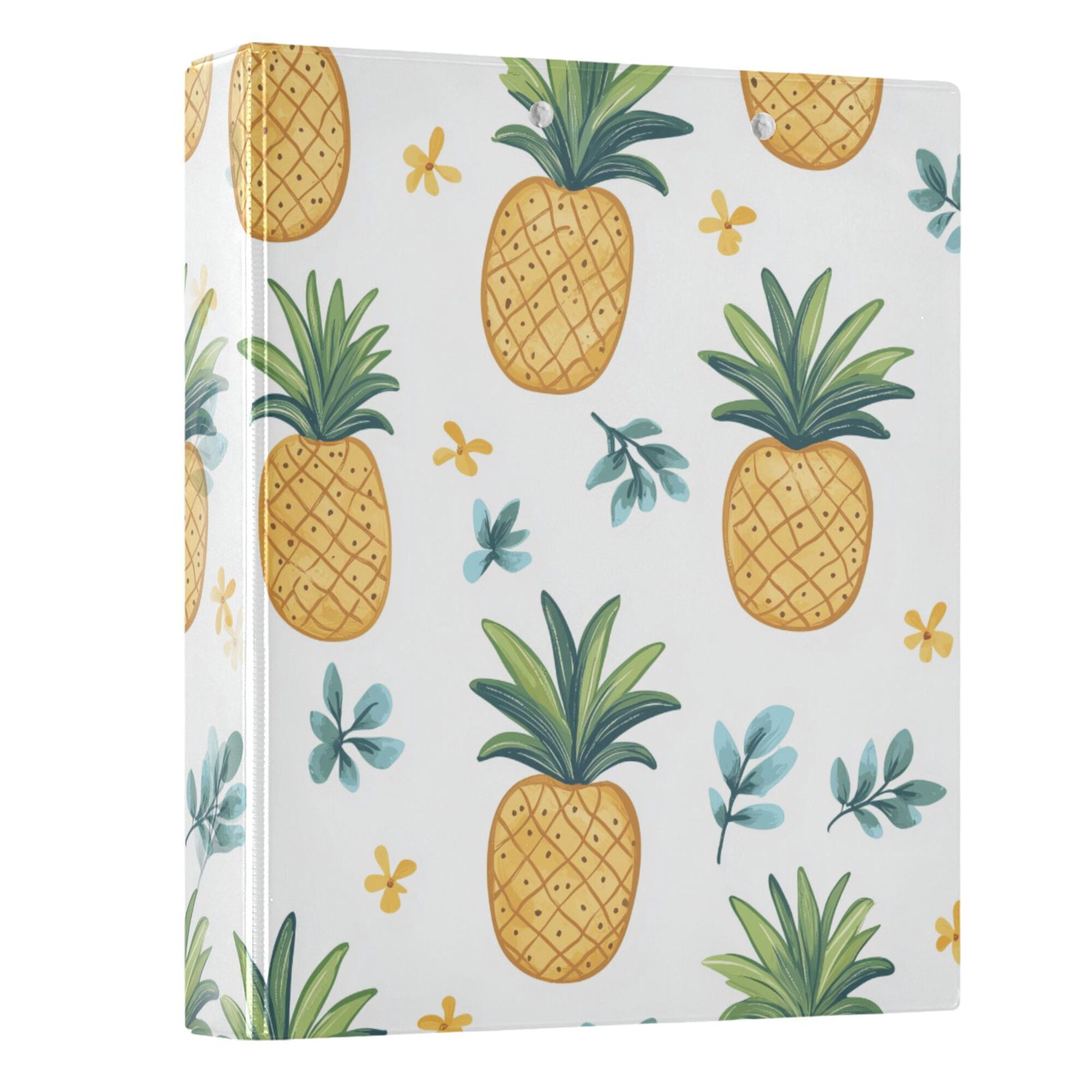 FORMRS 3 Ring Binder 1.5 inch with Pockets Set of 2 Clip Board 200 Sheets Capacity, Pineapple