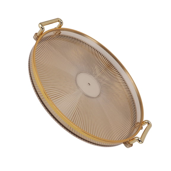 Kitchen & Dining Golden Elegant Round Serving Tray for Fruits Desserts with Gold Handle