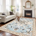 thumbnail image 2 of Bohemia Area&nbsp;Rug 5x7ft Vintage Boho Ethnic Farmhouse Blue Flower Pattern Non-Slip&nbsp;Washable Square&nbsp;Rugs Soft Felt Indoor Floor Mat for Bedroom Kitchen Living Room Bathroom, 2 of 9