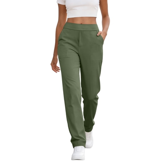 GUACER Womens Travel Pants with Zipper Pockets Stretchy Joggers Casual Sports Wide Leg Pants