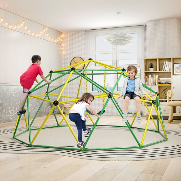 Gymax Climbing Dome w/ Swing 10FT Kids Jungle Gym Monkey Bar Climbing Toys for Outdoor