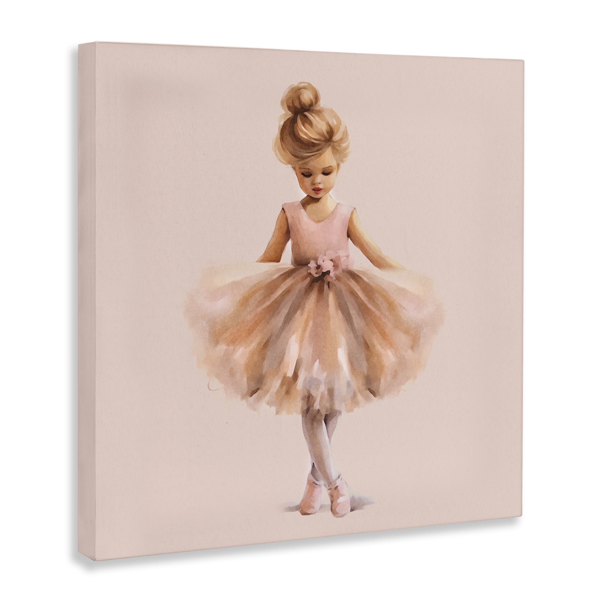 Stupell Industries Pink Ballerina Girl People Painting Wrapped Canvas Art Print Wall Art, 17 x 17