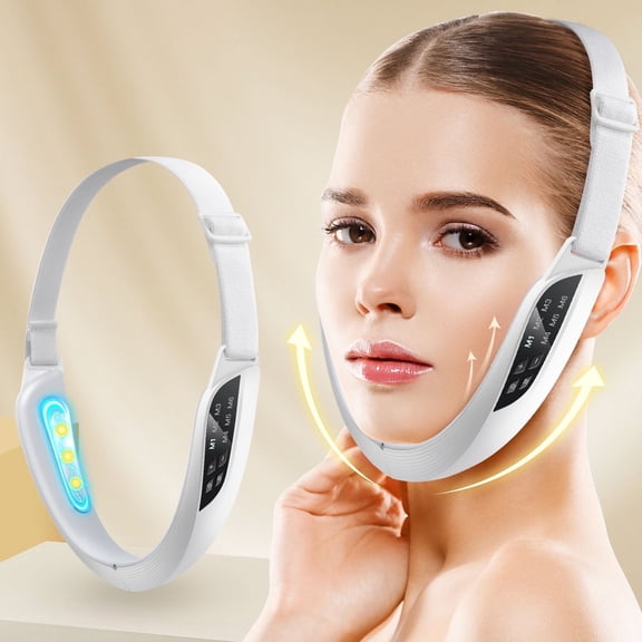 Electric V Face Lifting Massager , Micro-Current Face Massager V-Line Up Lift Belt Machine, Red Blue Facial Lifting Device Double Chin Shaping Massager for Face Skin Care