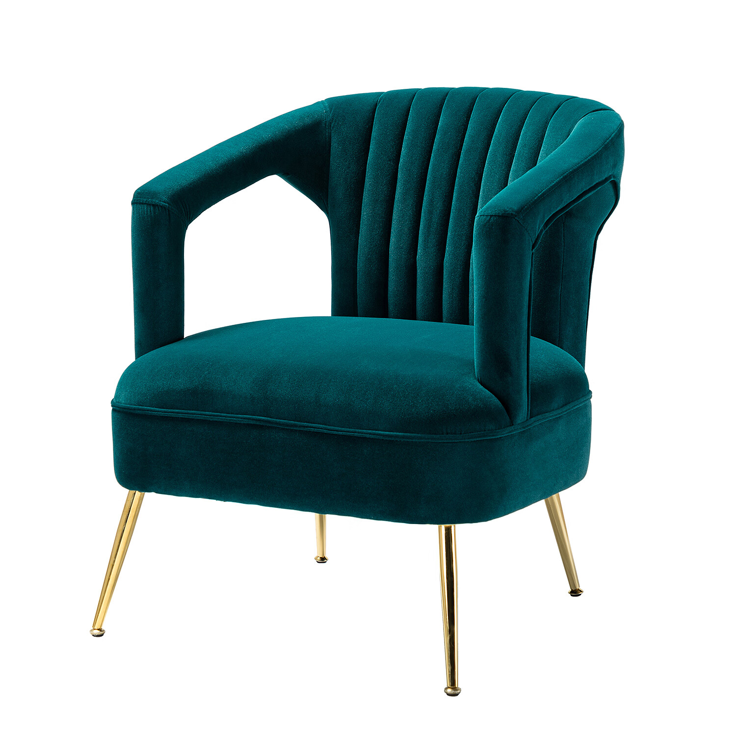 Hulala Home Velvet Armchair Barrel Accent Chair Upholstery Metal Legs