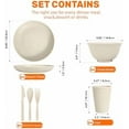thumbnail image 3 of Wheat Straw Dinnerware Sets -  36 Piece Unbreakable Dinnerware Sets, Reusable Wheat Straw Plates and Bowls Sets, Travel Camping Cutlery Set, Dishwasher Microwave Safe Dinnerware-Beige White, 3 of 6