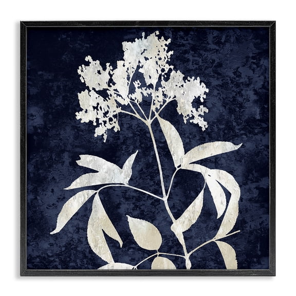 Stupell Industries Contemporary Contemporary Flower Sprig Botanical Leaves Shapes Design Black Framed Giclee Art, 17 x 17, by Danielle Carson